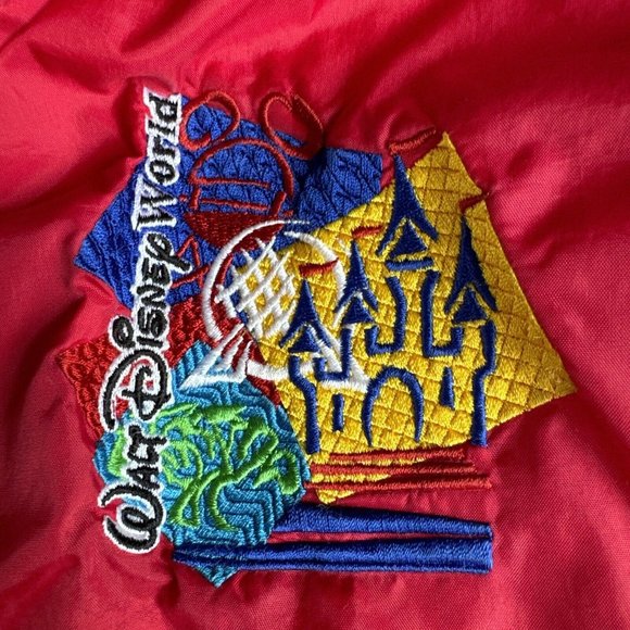 Vintage Walt Disney World Red Mickey Mouse Embroidered Hooded Jacket Medium - Picture 2 of 16